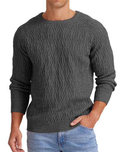Sailwind Men's Cable Knit Sweater Casual Crewneck Long-Sleeve Knitted Pullover