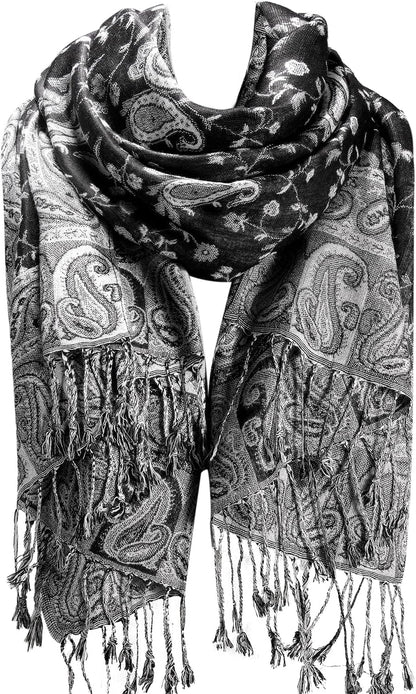 FURTALK Reversible Paisley Pashmina Shawl Wraps for Women Soft Exotic Indian Rave Scarf for Evening Dress Festival Scarves