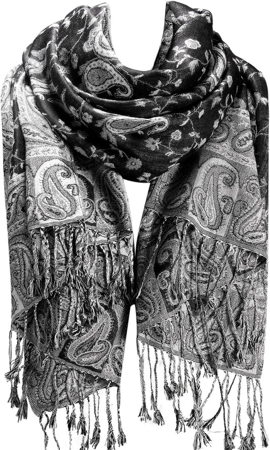 FURTALK Reversible Paisley Pashmina Shawl Wraps for Women Soft Exotic Indian Rave Scarf for Evening Dress Festival Scarves