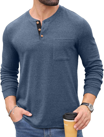 Sailwind Men's Henley Shirts Long Sleeve Button T-Shirt Casual Fashion Pullover Shirt with Pocket