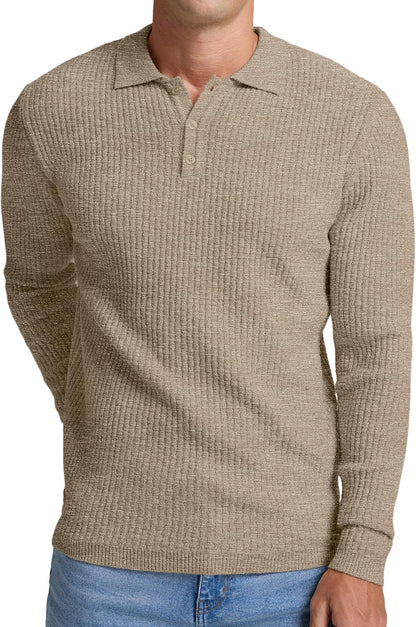 Sailwind Men's Knit Polo Sweater Long Sleeve Polo Shirts Lightweight Fashion Casual Pullover Sweater