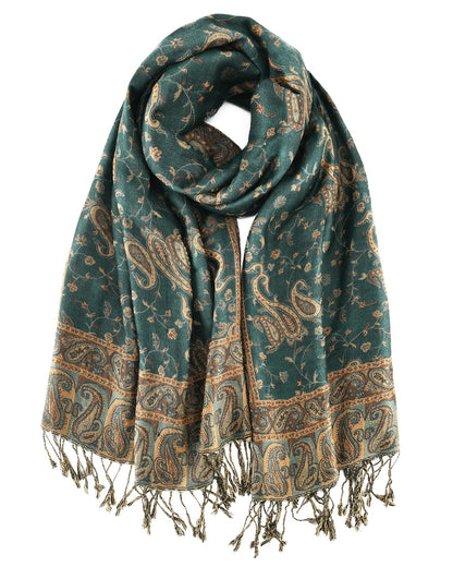 FURTALK Reversible Paisley Pashmina Shawl Wraps for Women Soft Exotic Indian Rave Scarf for Evening Dress Festival Scarves