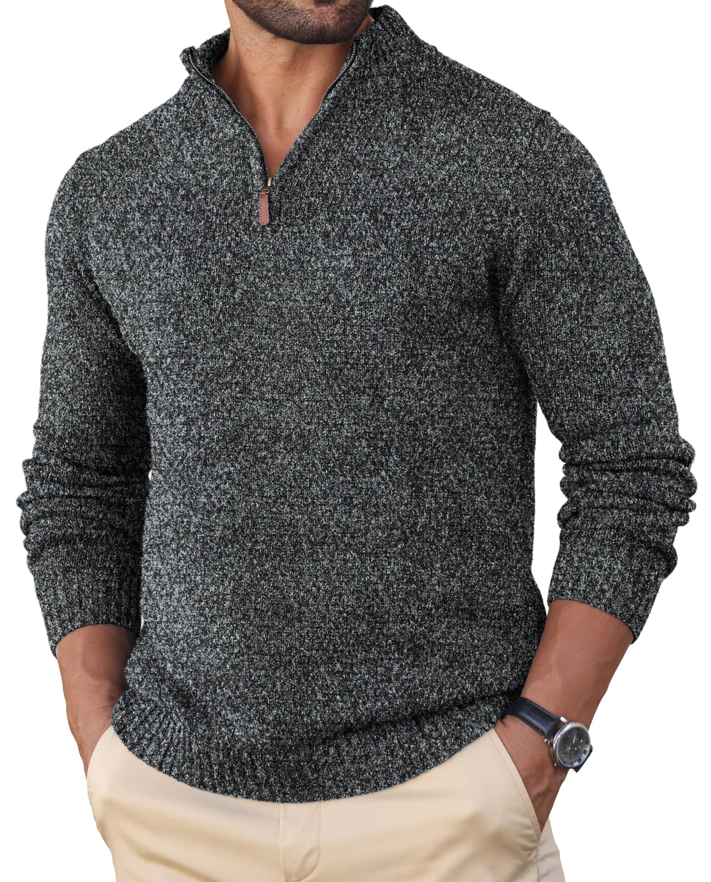 Sailwind Men's Quarter Zip Knit Texture Sweater Casual Long Sleeve Pullover Chunky Sweaters