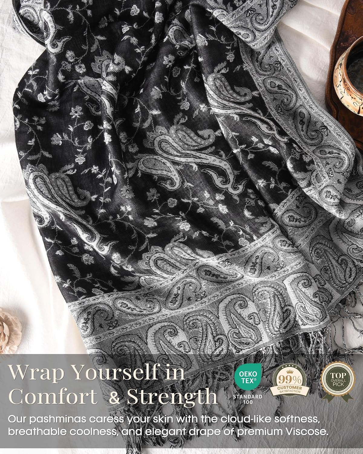 FURTALK Reversible Paisley Pashmina Shawl Wraps for Women Soft Exotic Indian Rave Scarf for Evening Dress Festival Scarves