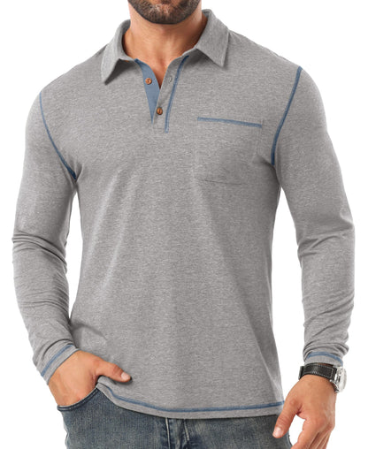 Sailwind Mens Long Sleeve Polo Shirts Cotton Fashion Casual Classic Collared Golf Shirts