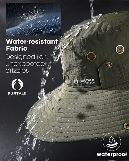 FURTALK Sun Hats for Men Fishing Hat UPF 80+ Foldable Wide Brim Outdoor Hiking Beach Summer Hats
