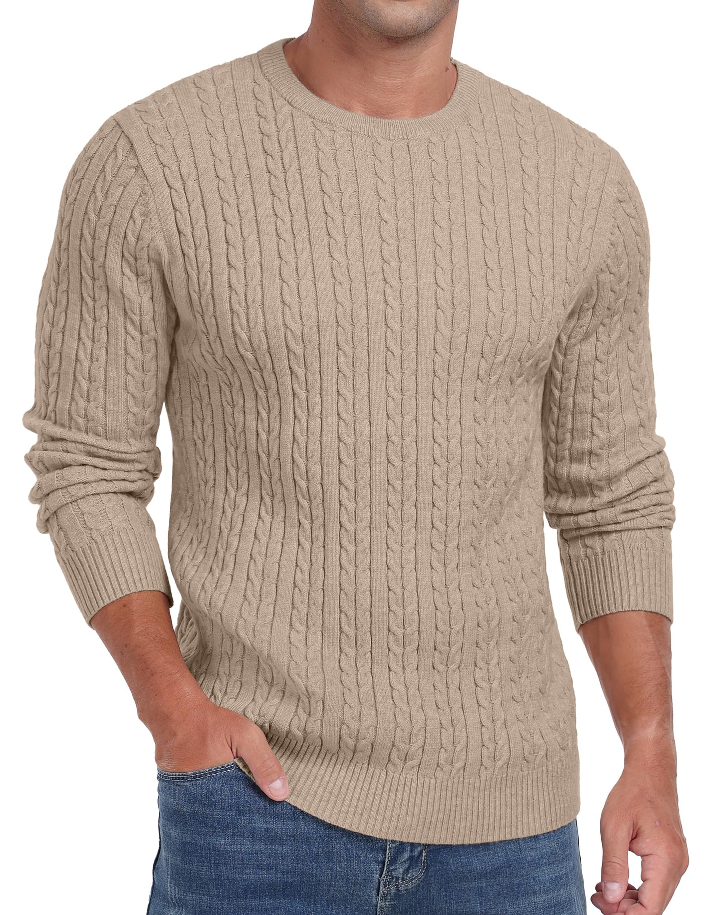 Sailwind Men's Crewneck Pullover Sweater Lightweight Casual Twist Knitted Sweaters
