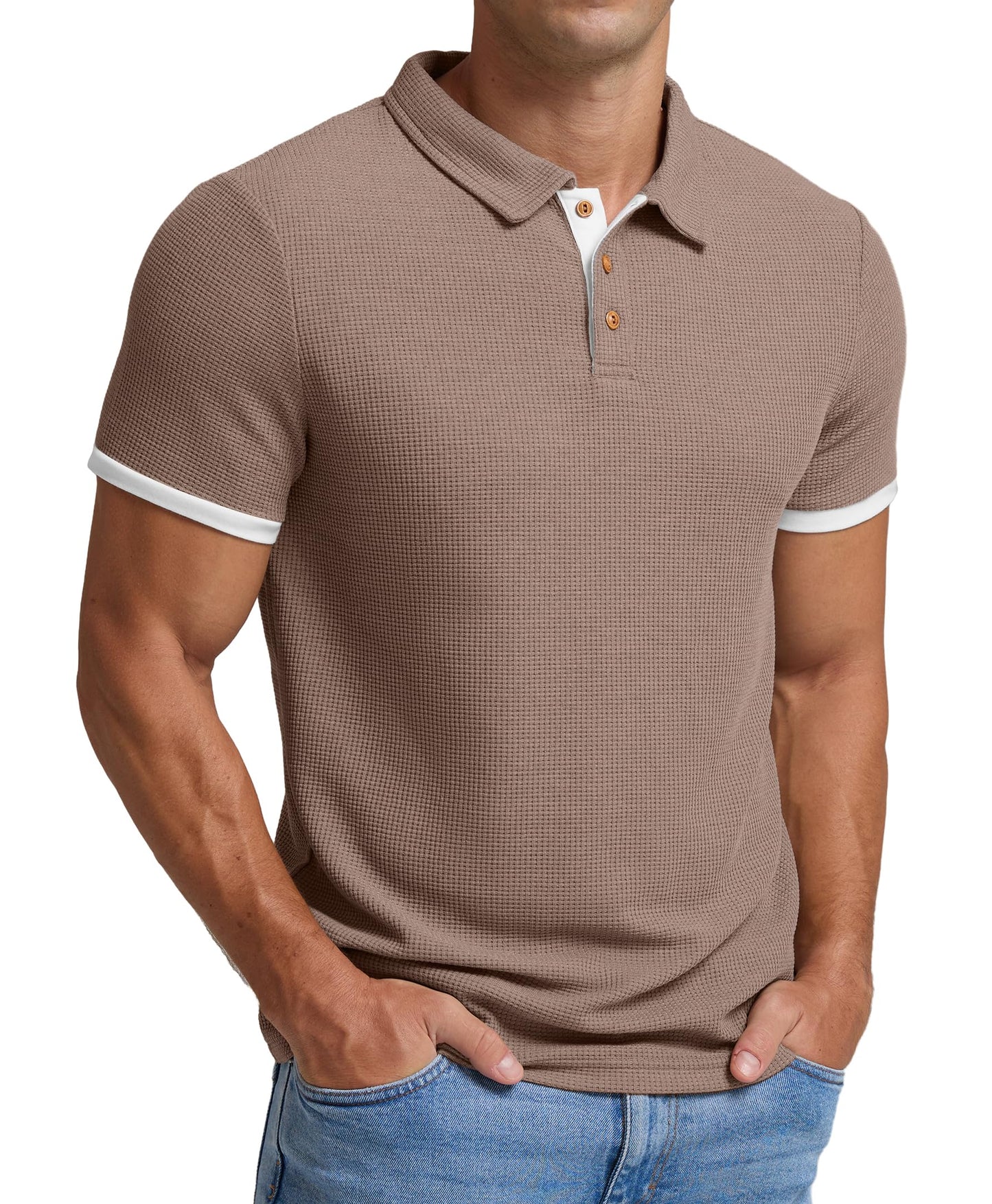 Sailwind Men's Waffle Knit Short Sleeve Casual Polo Shirts