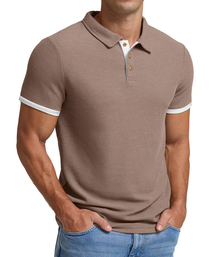 Sailwind Men's Waffle Knit Short Sleeve Casual Polo Shirts