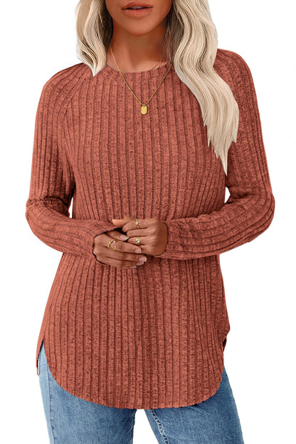 NORACORA Long Sleeve Shirts for Women Crew Neck Tunic Tops Loose Fit Lightweight Pullover Sweaters Trendy 2025