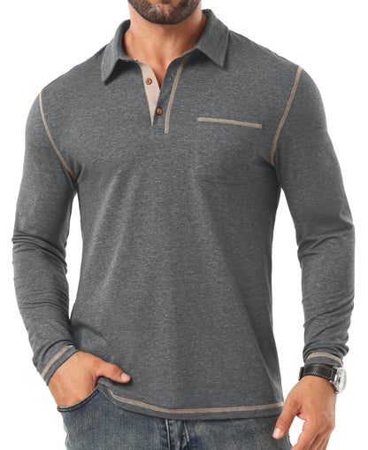 Sailwind Mens Long Sleeve Polo Shirts Cotton Fashion Casual Classic Collared Golf Shirts