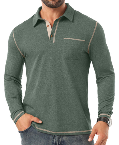 Sailwind Mens Long Sleeve Polo Shirts Cotton Fashion Casual Classic Collared Golf Shirts