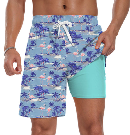 Sailwind Men Swim Trunks with Compression Liner 9" Beach Shorts Quick Dry with Zipper Pockets Board Shorts