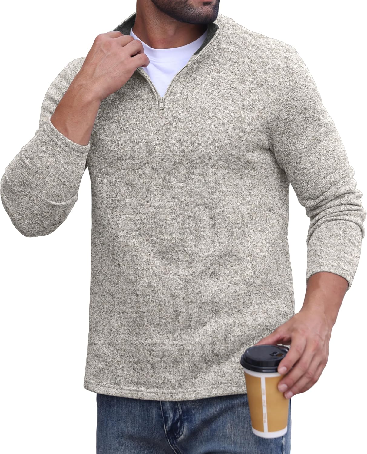 Sailwind Men's Quarter Zip Sweatshirt 1/4 Zip Up Pullover Long Sleeve Golf Shirt for Men Winter Thermal Fleece Sweater