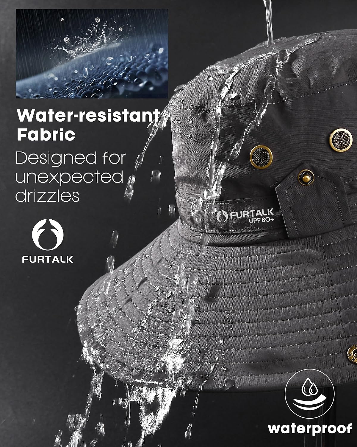 FURTALK Sun Hats for Men Fishing Hat UPF 80+ Foldable Wide Brim Outdoor Hiking Beach Summer Hats