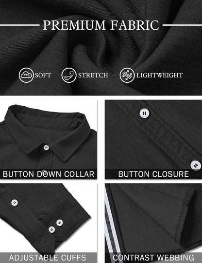 Sailwind Men's Casual Button Down Long Sleeve Shirt Untucked Business Dress Shirts
