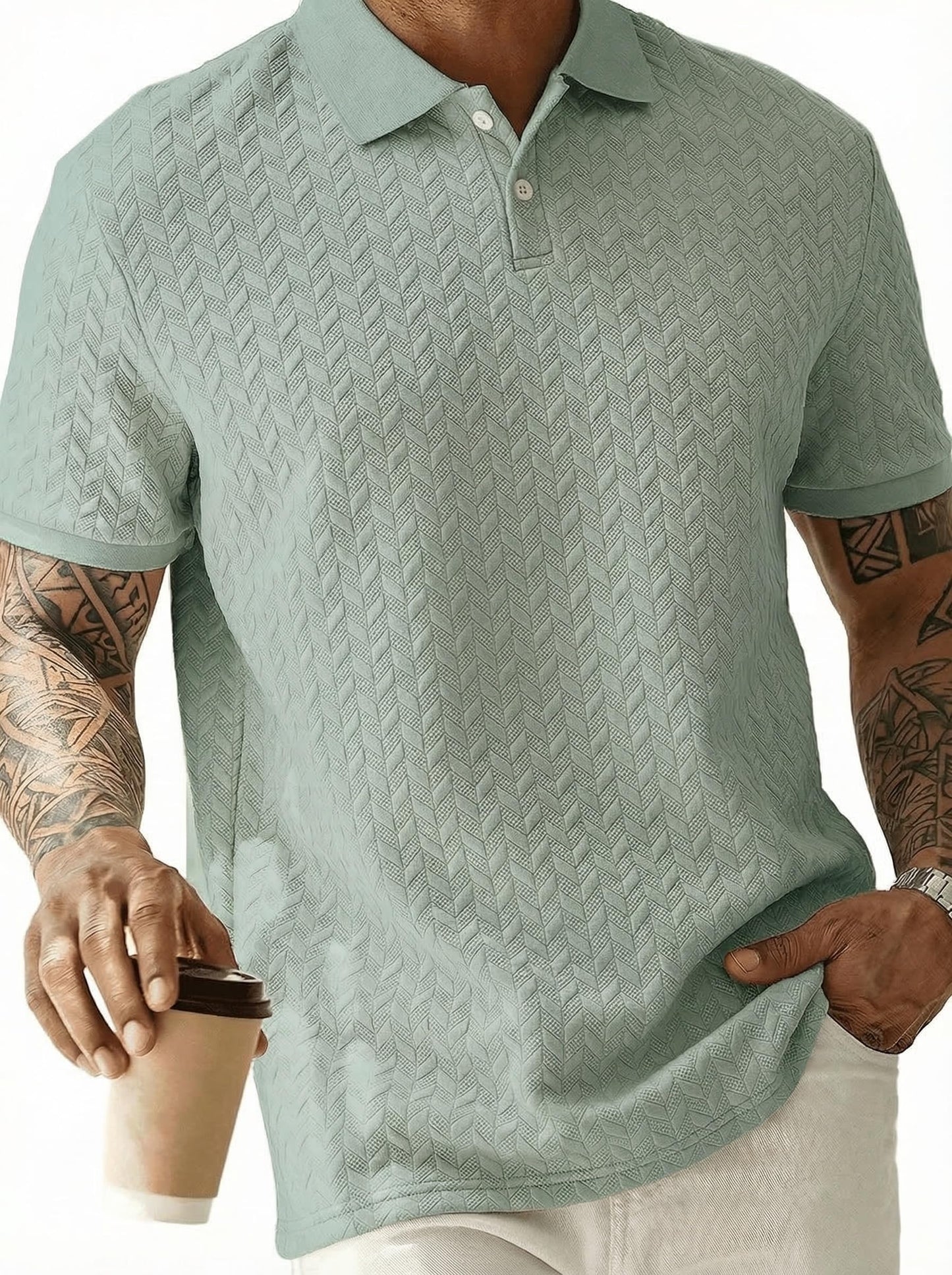 Sailwind Men’s Knit Polo Shirt Short Sleeve Textured Casual Golf Polo Collared T Shirt