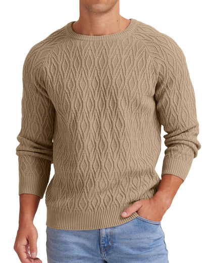 Sailwind Men's Cable Knit Sweater Casual Crewneck Long-Sleeve Knitted Pullover