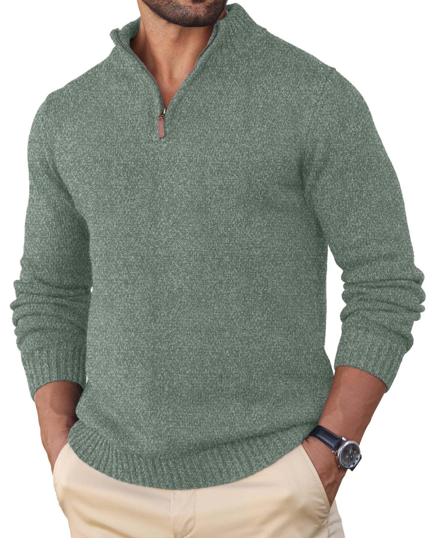 Sailwind Men's Quarter Zip Knit Texture Sweater Casual Long Sleeve Pullover Chunky Sweaters
