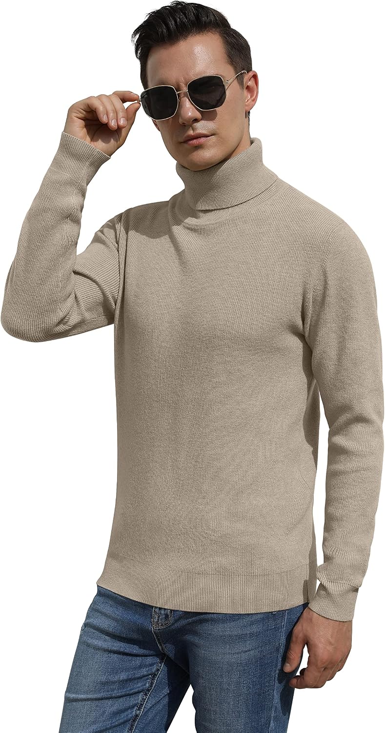 Sailwind Men's Ribbed Knitted Wool Casual Pullover Turtleneck Sweater
