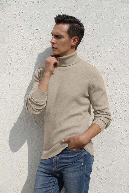 Sailwind Men's Ribbed Knitted Wool Casual Pullover Turtleneck Sweater