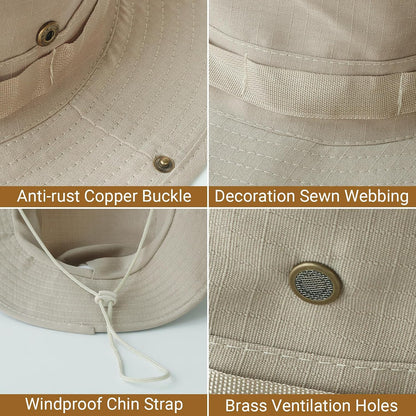 PFFY Sun Boonie Hats for Men UPF 50+ Bucket Hat for Fishing Hiking Safari Hunting