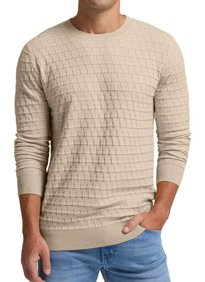 Sailwind Men's Crewneck Cable Knit Sweater Casual Textured Long-Sleeve Pullover Shirts