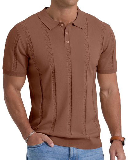 Sailwind Mens Knit Polo Shirts Short Sleeve Ribbed Textured Polo Shirt Casual Golf Shirts Collared T Shirt