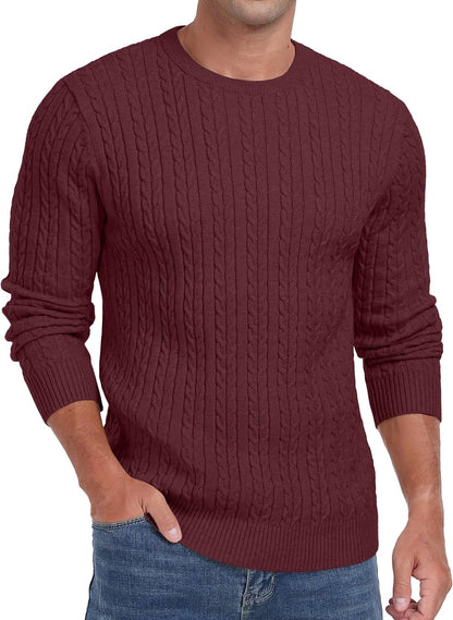 Sailwind Men's Crewneck Pullover Sweater Lightweight Casual Twist Knitted Sweaters