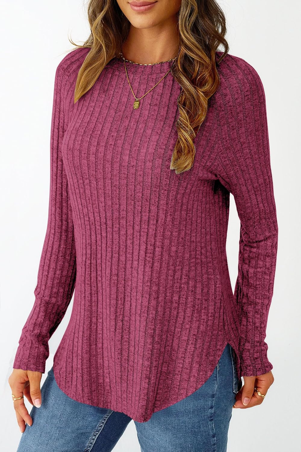 NORACORA Long Sleeve Shirts for Women Crew Neck Tunic Tops Loose Fit Lightweight Pullover Sweaters Trendy 2025