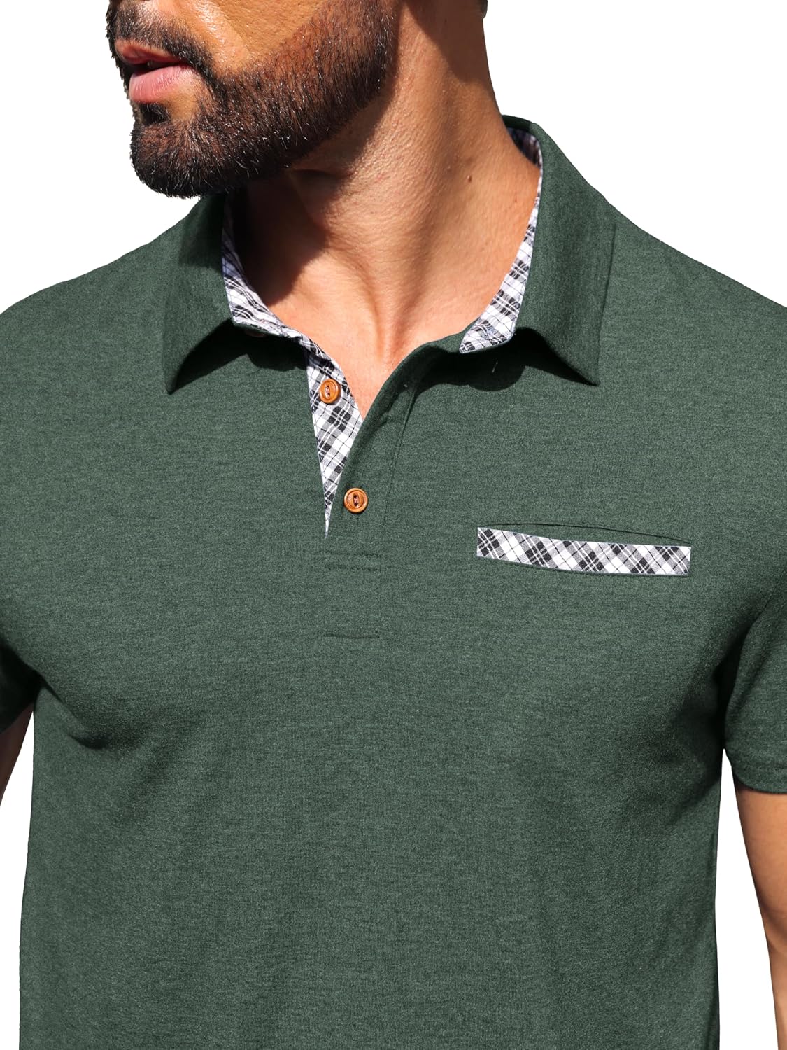 Sailwind Men's Polo Shirts Lightweight Short Sleeve Casual Cotton T-Shirt Summer Button Collared Golf Tee with Pocket