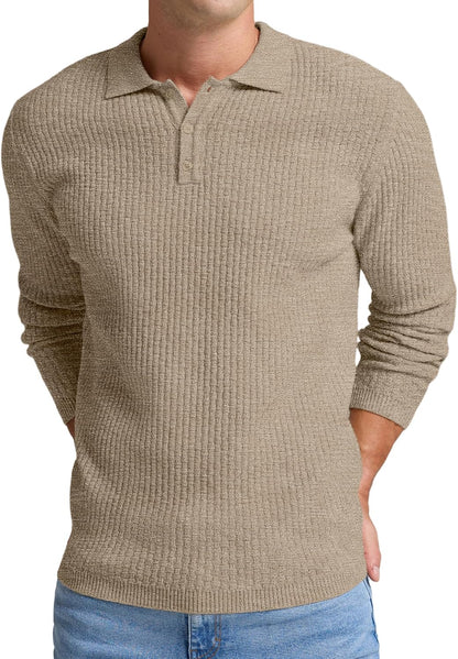 Sailwind Men's Knit Polo Sweater Long Sleeve Polo Shirts Lightweight Fashion Casual Pullover Sweater
