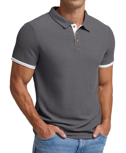 Sailwind Men's Waffle Knit Short Sleeve Casual Polo Shirts