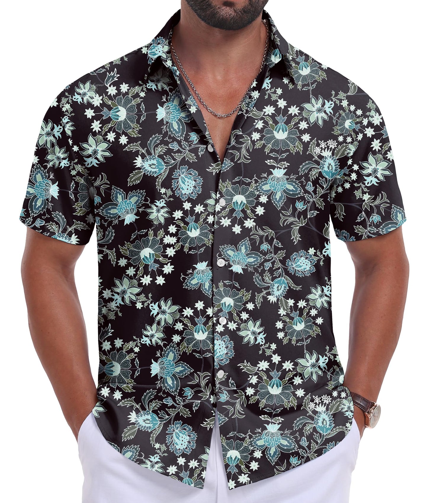 Sailwind Men's Hawaiian Floral Shirts Short Sleeve Button Down Holiday Tropical Beach Shirts