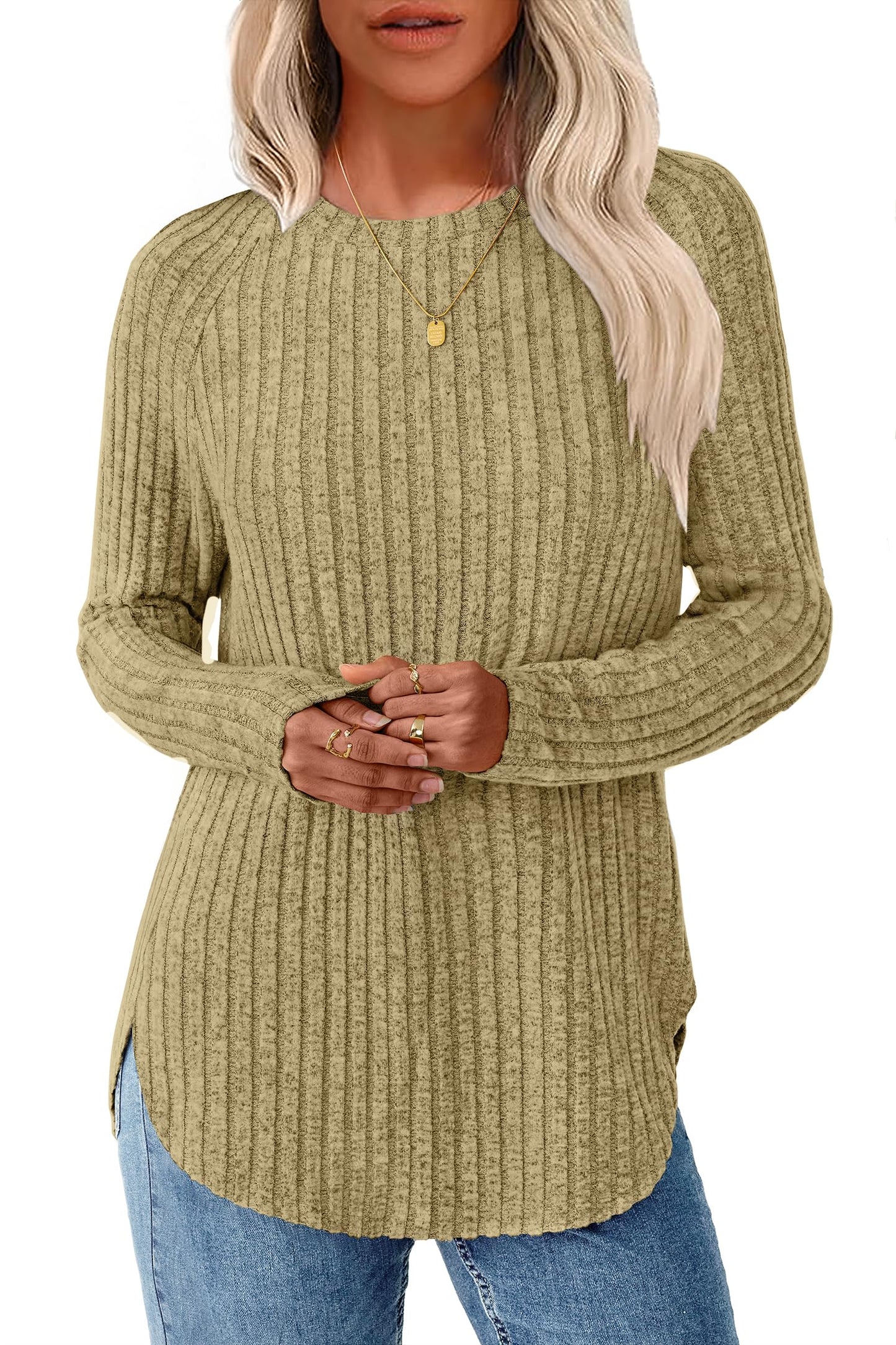 NORACORA Long Sleeve Shirts for Women Crew Neck Tunic Tops Loose Fit Lightweight Pullover Sweaters Trendy 2025